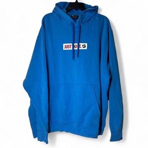 Nike Just Do It Blue Hoodie Mens XXL Pullover Athletic Sweatshirt Casual 2X FLAW